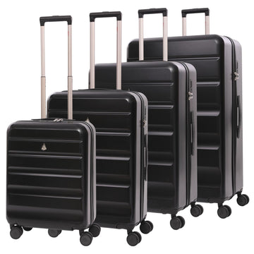Aerolite 4-Piece ABS Lightweight Luggage Set – Expandable Cabin, Medium, Large & XL Hard Shell Suitcases with Spinner Wheels & TSA Lock – Black